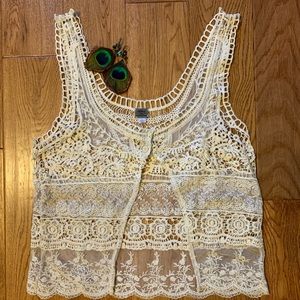 POOF crochet & lace vest. Size large
